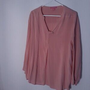 Woman within peach pink shirt top tunic xl blouse